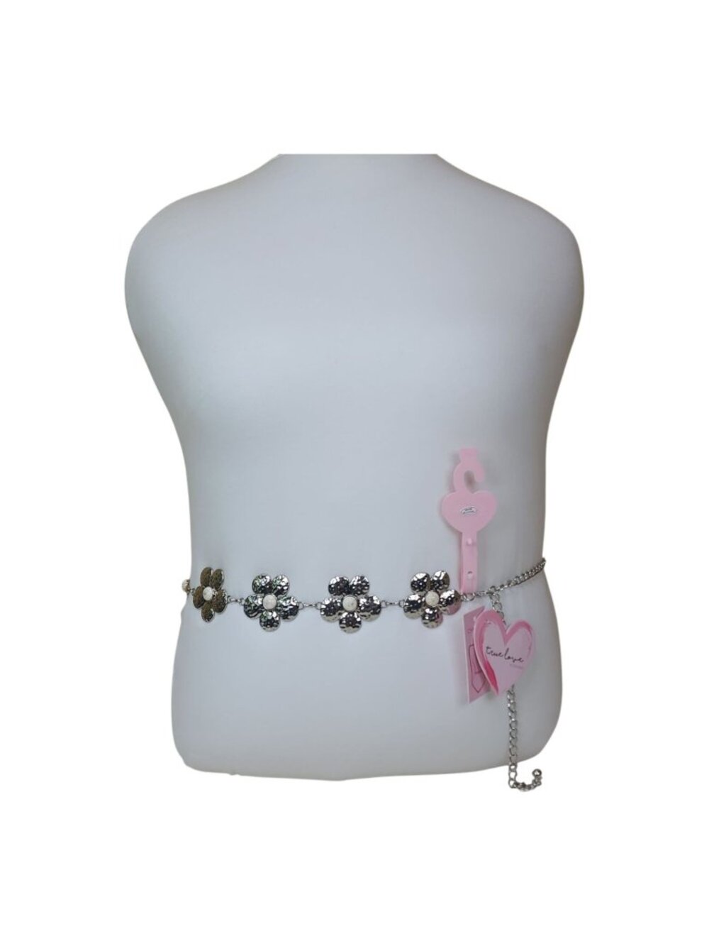 Silver Floral Chain Belt S/M By Truelove Accessories Concho Belt